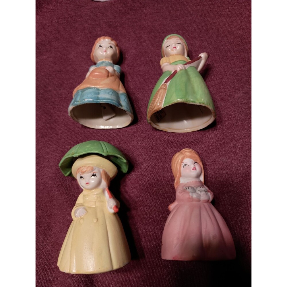 Spencer gifts incorporated bell figurine 1982 . Lot Of 4- 4” Bells